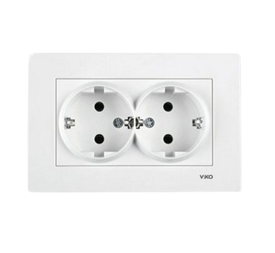 Priza dubla cu impamintare Karre Viko by Panasonic. Alb